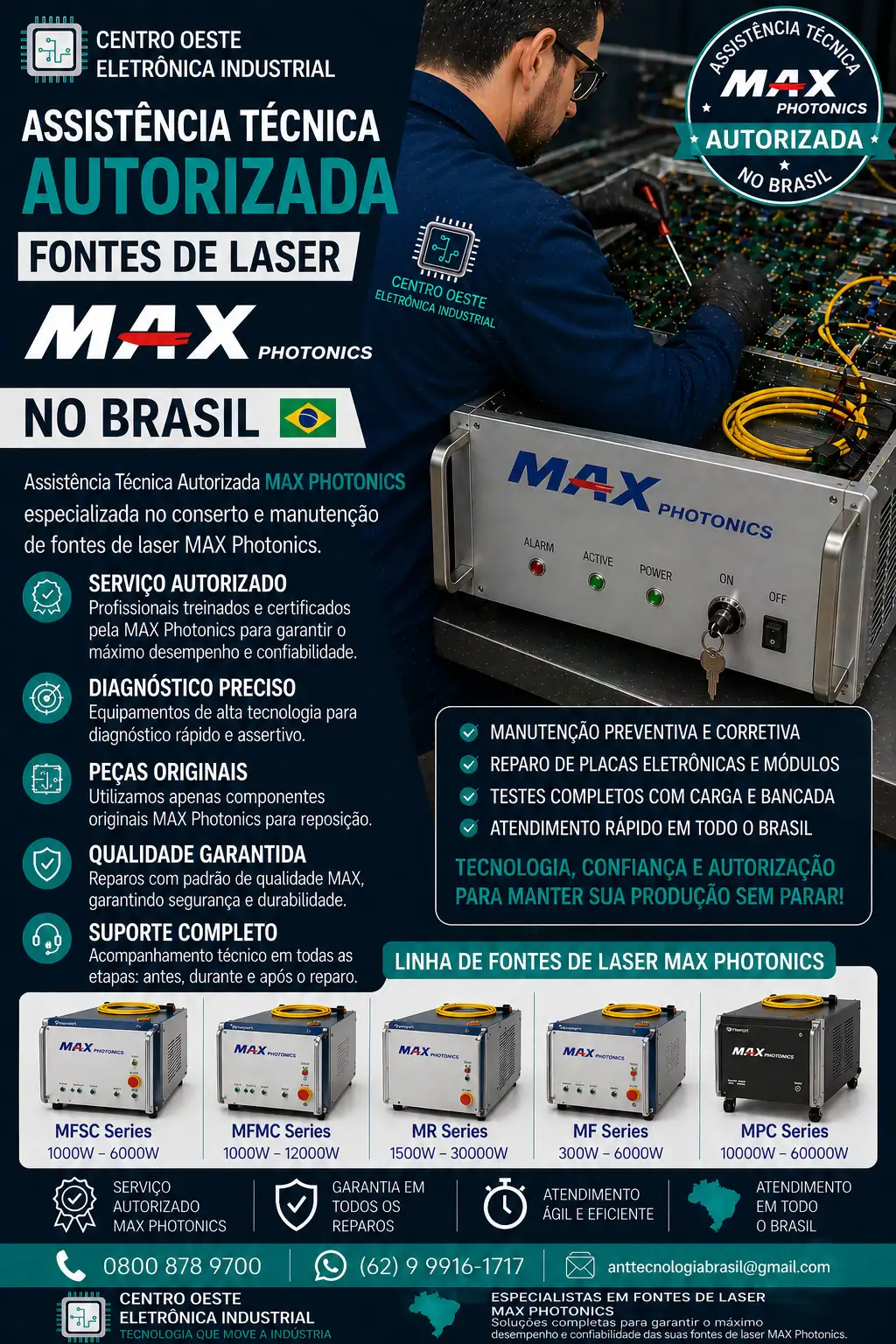 ASSISTÊNCIA TÉCNICA AUTORIZADA FONTES DE LASER MAX PHOTONICS NO BRASIL