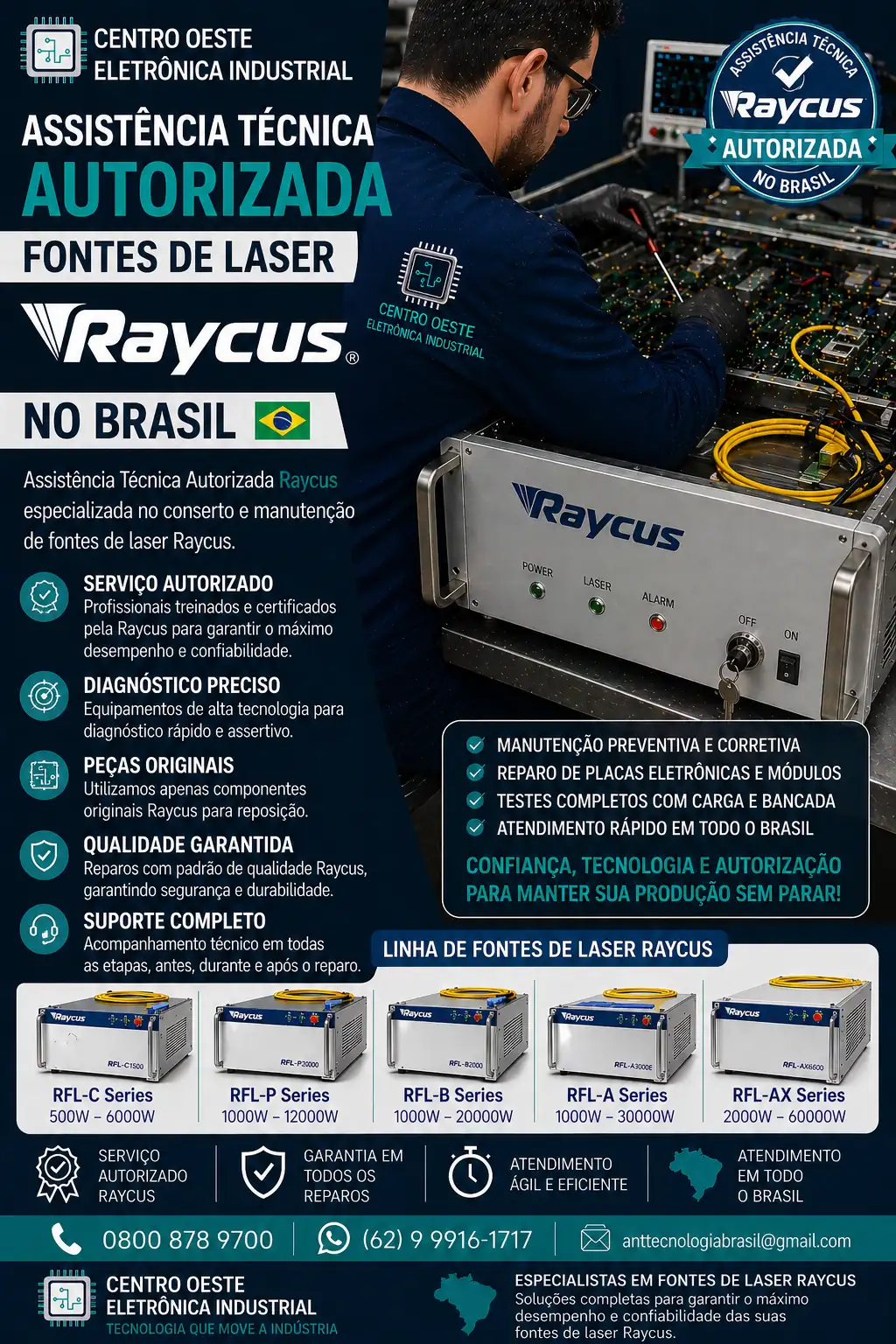 ASSISTÊNCIA TÉCNICA AUTORIZADA FONTES DE LASER RAYCUS NO BRASIL
