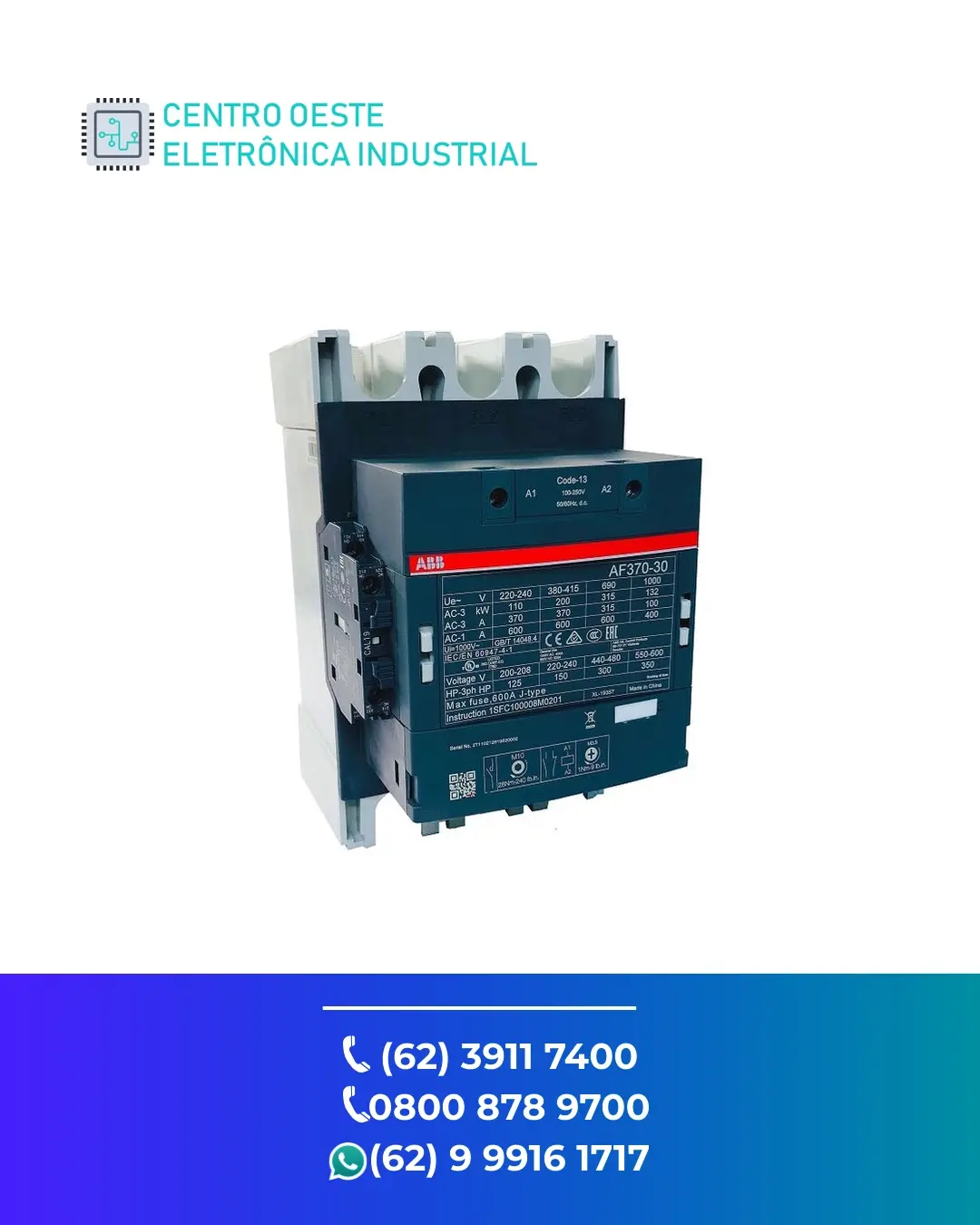 ASSISTÊNCIA TÉCNICA CONTATOR ABB AF370 BRASIL