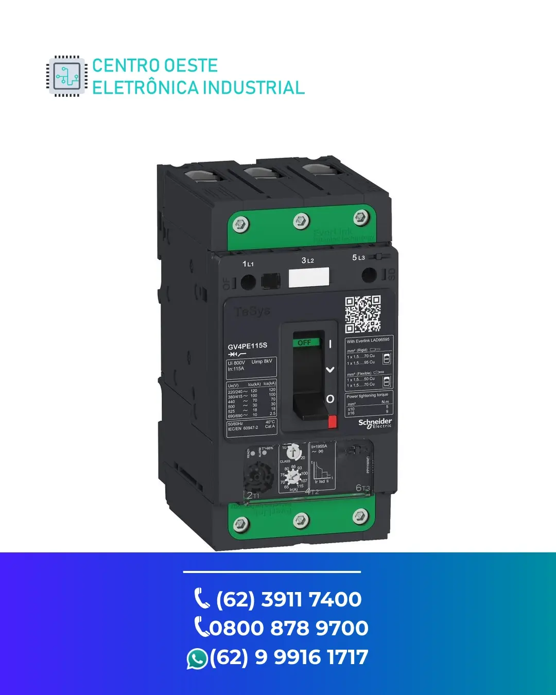 ASSISTÊNCIA TÉCNICA DISJUNTOR MOTOR SCHNEIDER GV4 GOIANIA