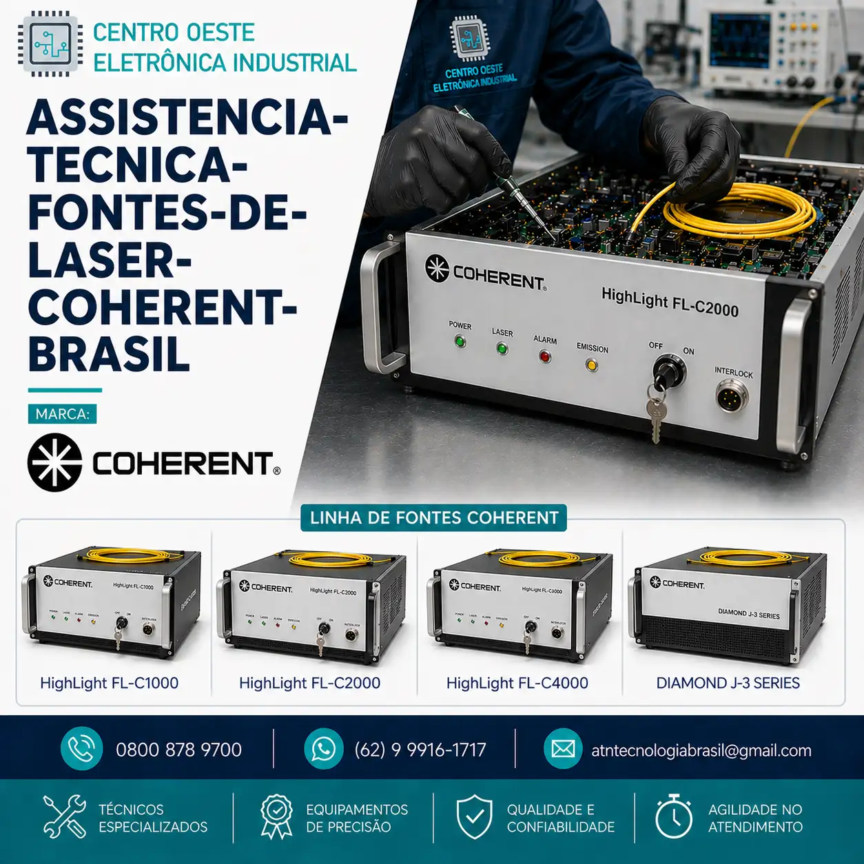 ASSISTÊNCIA TÉCNICA FONTES DE LASER COHERENT NO BRASIL