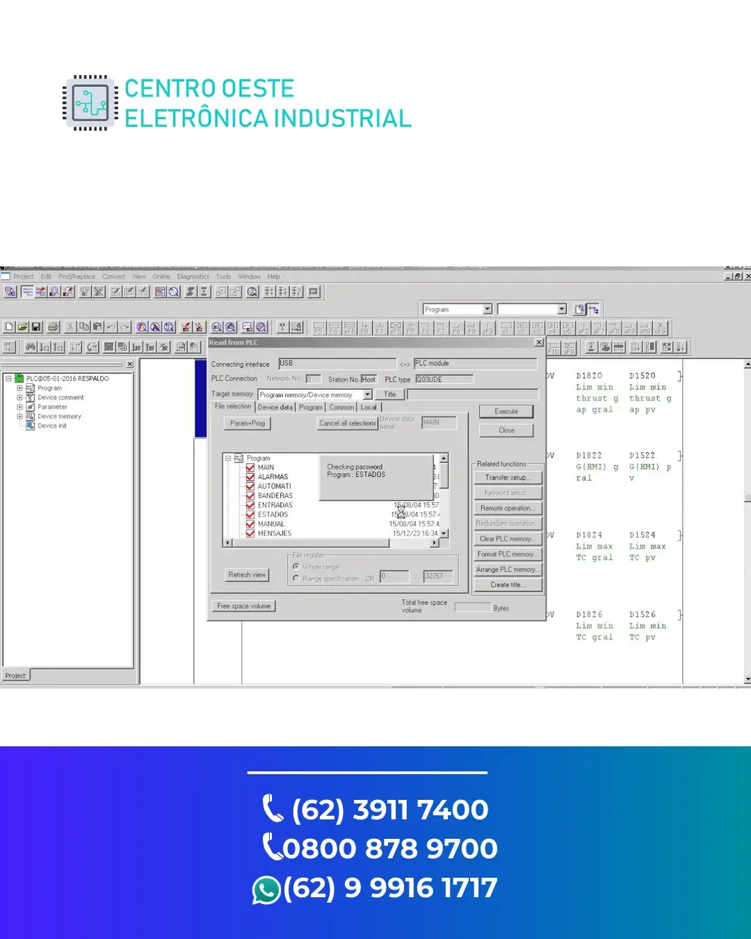 ASSISTÊNCIA TÉCNICA PLC MITSUBISHI Q03 GOIÁS