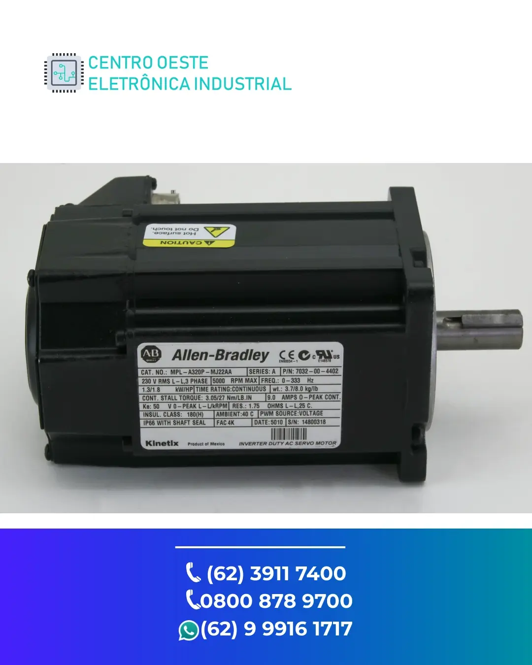 ASSISTÊNCIA TÉCNICA SERVO MOTOR ALLEN BRADLEY TL GOIANIA