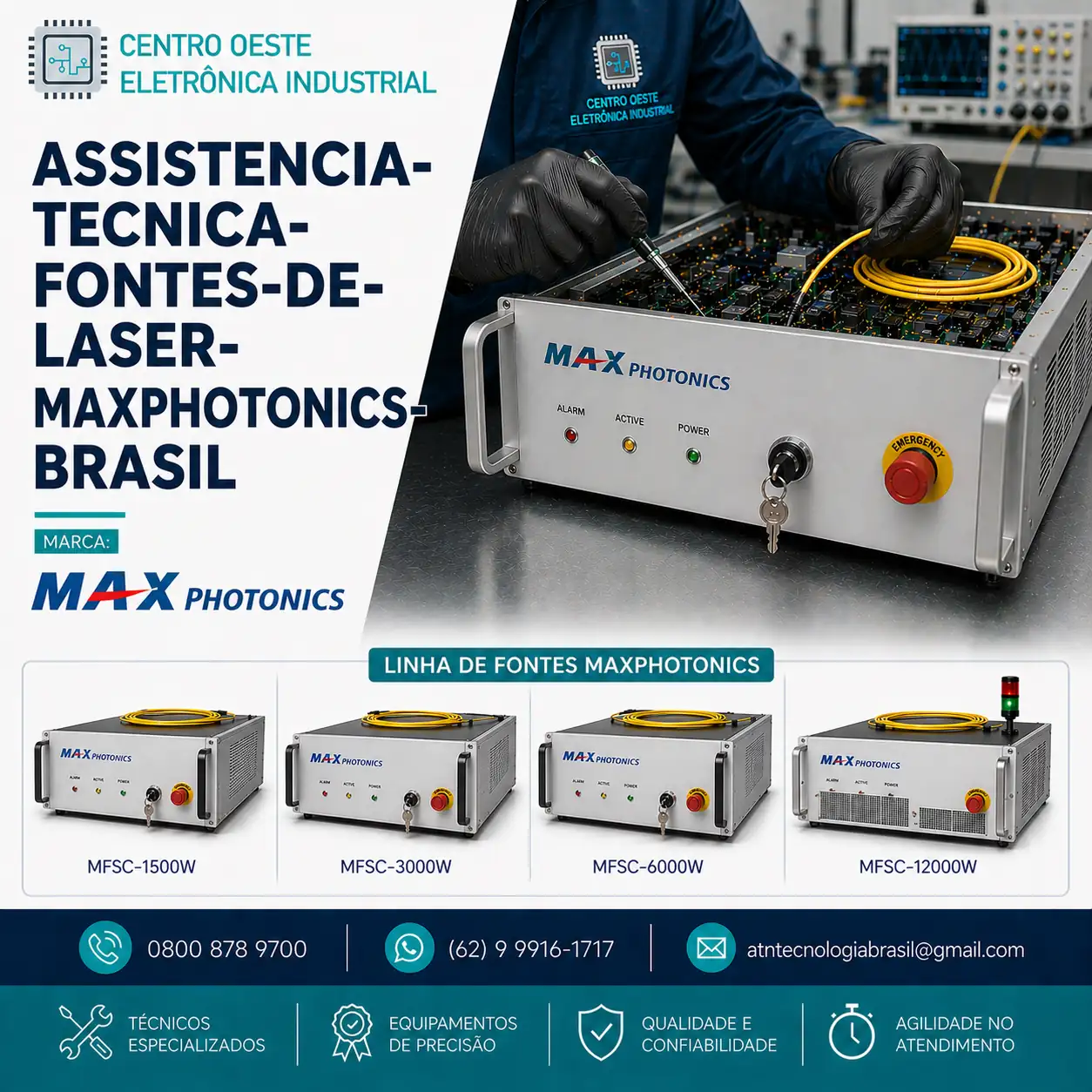 ASSISTÊNICA TÉCNICA DAS FONTES DE LASER MAX PHOTONICS NO BRASIL