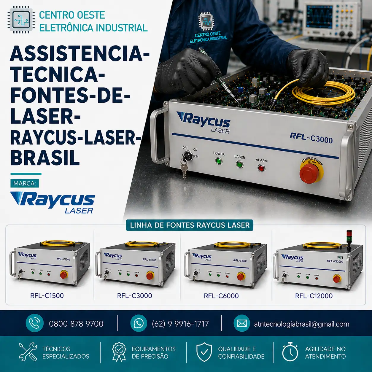 ASSISTÊNICA TÉCNICA DAS FONTES DE LASER RAYCUS NO BRASIL