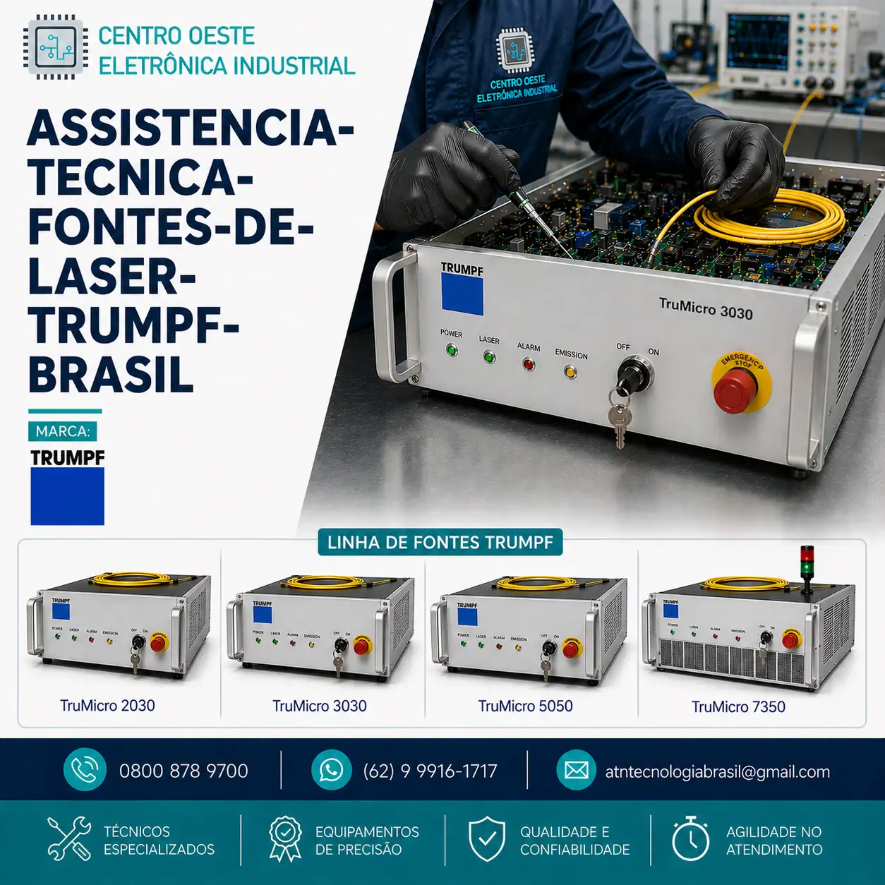 ASSISTÊNICA TÉCNICA DAS FONTES DE LASER TRUMPF NO BRASIL