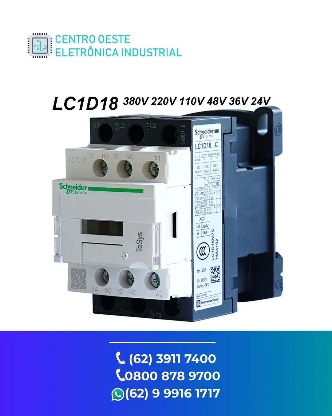 CONSERTO CONTATOR SCHNEIDER LC1D18 GOIÁS