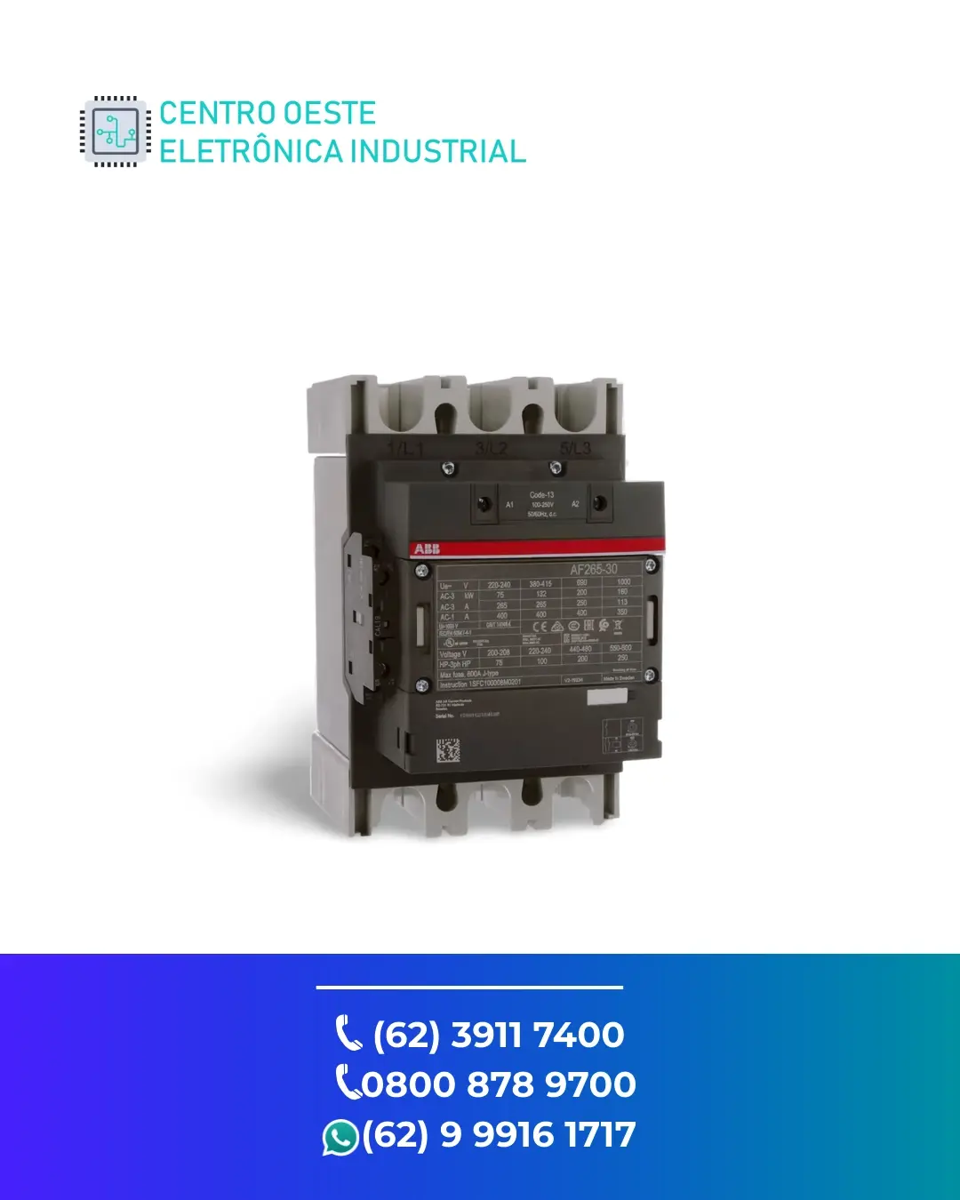 CONSERTO DE CONTATOR ABB AF265 BRASIL