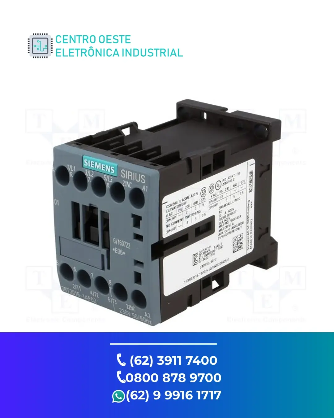 CONSERTO DE CONTATOR SIEMENS 3RT20 GOIÁS