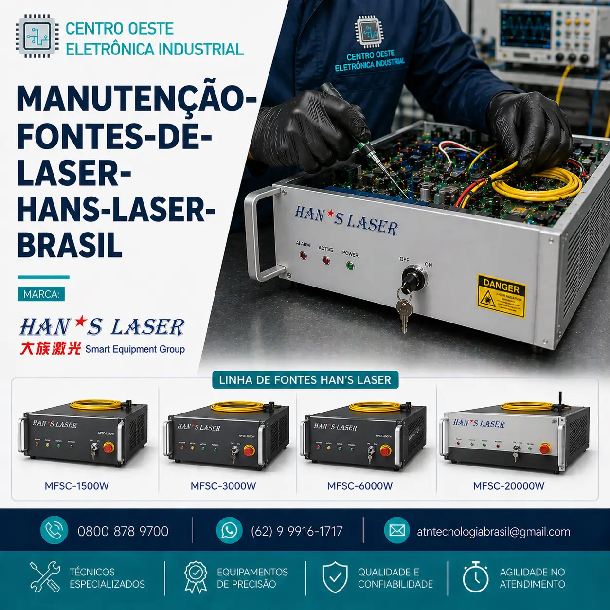 MANUTENÇÃO DAS FONTES DE LASER HAN´S LASER NO BRASIL