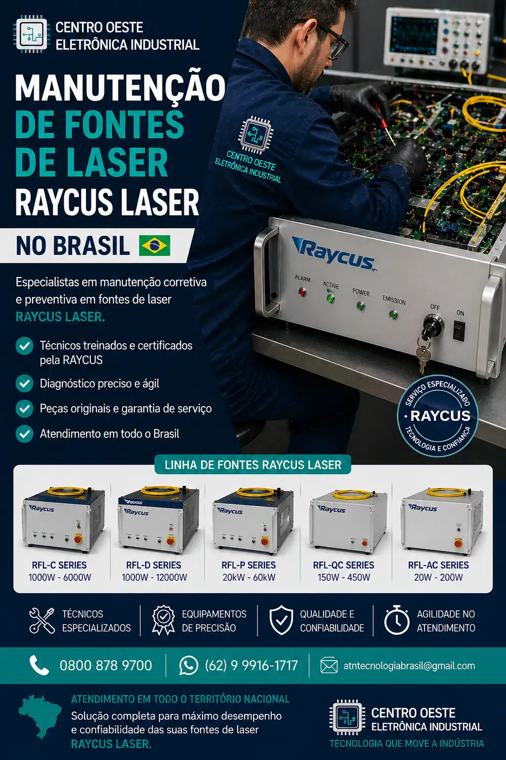 MANUTENÇÃO DAS FONTES DE LASER RAYCUS NO BRASIL