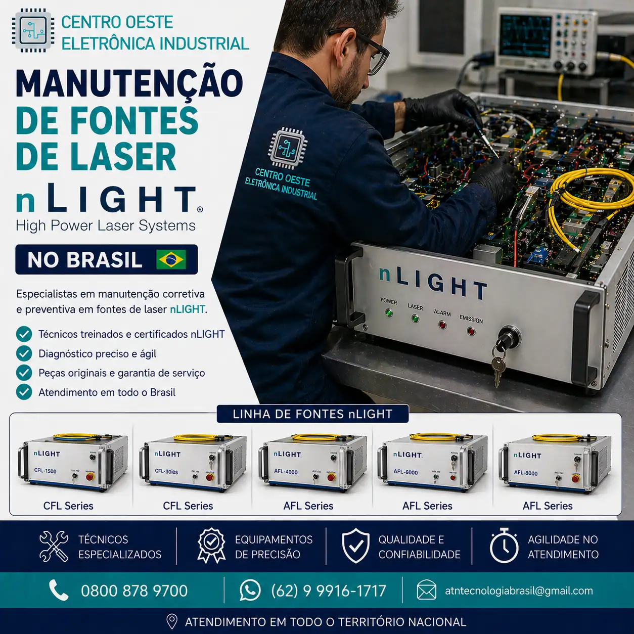 MANUTENÇÃO DAS FONTES DE LASER nLIGHT NO BRASIL