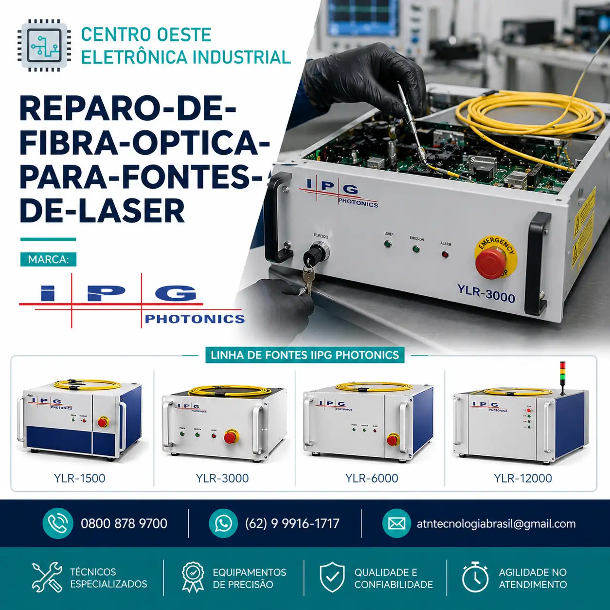 REPARO DA FIBRA ÓPTICA DAS FONTES DE LASER IPG PHOTONICS NO BRASIL